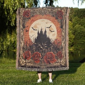 Vampire Aesthetic Woven Blanket - Dark Romantic Throw