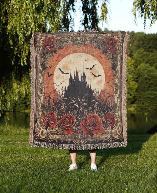 Vampire Aesthetic Woven Blanket - Dark Romantic Throw
