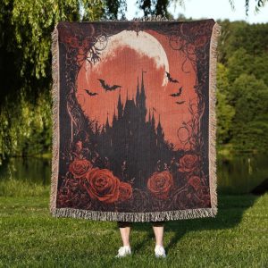 Vampire Aesthetic Woven Blanket - Dark Romantic Throw
