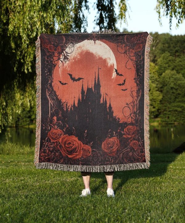 Vampire Aesthetic Woven Blanket - Dark Romantic Throw