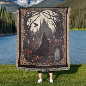 Vampire Aesthetic Woven Blanket - Dark Romantic Throw