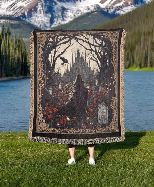 Vampire Aesthetic Woven Blanket - Dark Romantic Throw