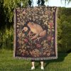 Vintage Frog Tapestry Blanket - Jacquard Woven Botanical Design With Rustic Nature Aesthetic