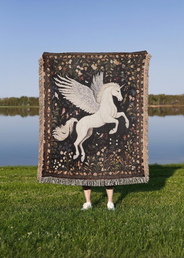 Winged Unicorn Woven Blanket