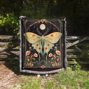 Witchy Luna Moth Woven Blanket