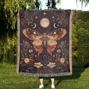 Witchy Moth Woven Blanket