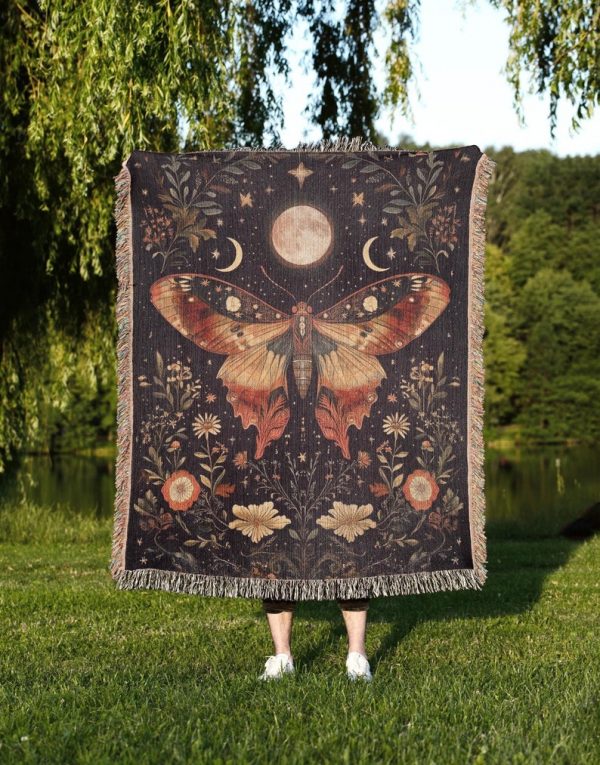 Witchy Moth Woven Blanket