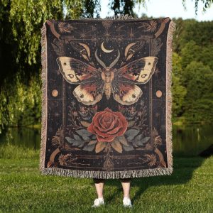 Witchy Moth Woven Blanket