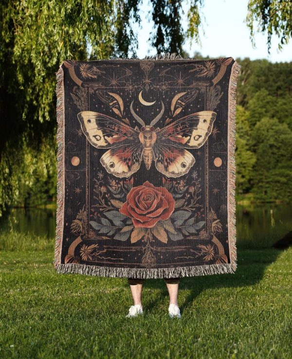 Witchy Moth Woven Blanket