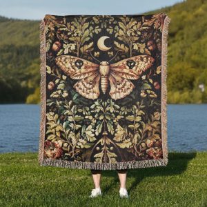 Witchy Moth Woven Blanket
