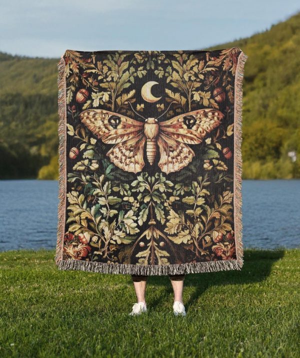 Witchy Moth Woven Blanket