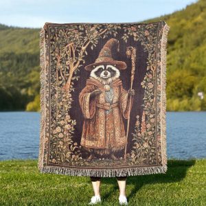 Wizard Raccoon Woven Blanket