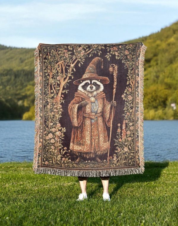 Wizard Raccoon Woven Blanket