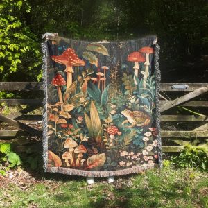 Woven Blanket For Mushroom Lovers