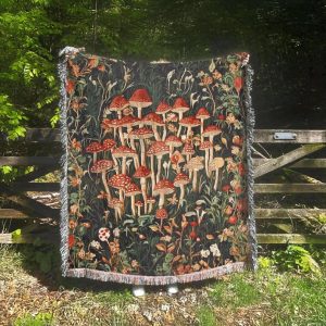 Woven Blanket For Mushroom Lovers
