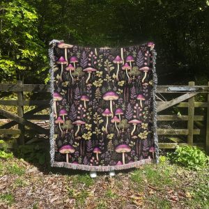 Woven Blanket For Mushroom Lovers